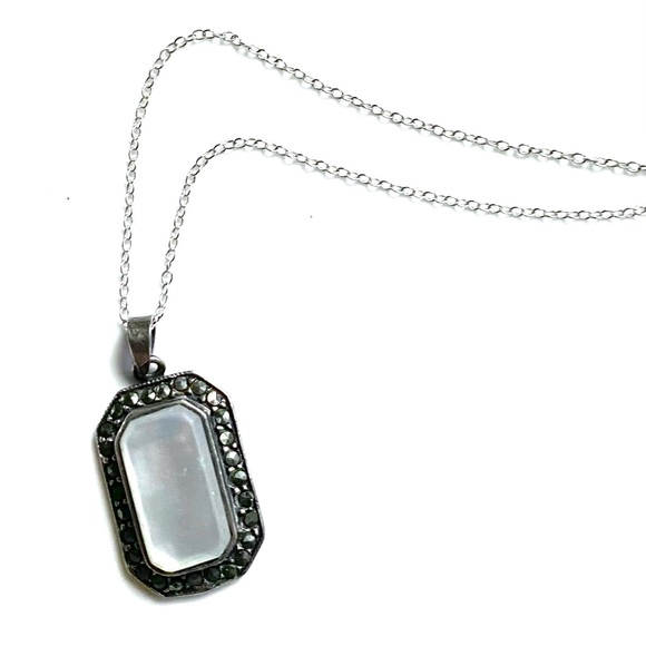 Sterling Silver & Marcasite Vintage Necklace - Picture 2 of 8